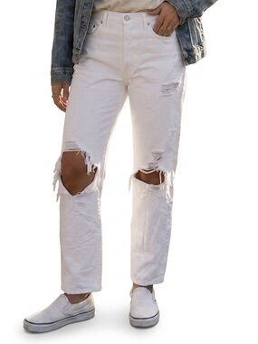 Agolde White Distressed wide leg Boyfriend Jeans